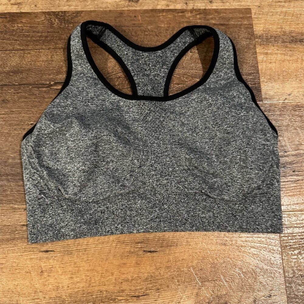 Truekind Sports Bra Womens Size M Heather Gray Racerback Seamless Wireless READ